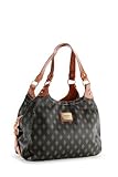 Patzino Signature Diamond Edition women's Black/Brown Designer Inspired Shopper Double Handle Hobo Travel Tote Bag Purse Satchel Handbag w/Shoulder Strap For Everyday Use. (BO49)