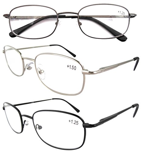 Eyekepper Metal Frame Spring Hinged Arms Reading Glasses 3 Pair Valupac Metal Readers 350