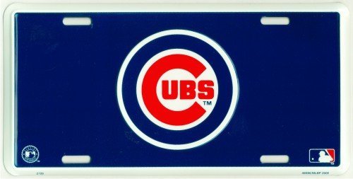 Cubs on dark blue Classic Metal Auto Tag Embossed
