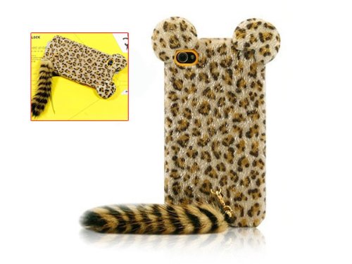 Cute 3D iPhone 6/6S Protetive Case Plush Tail Leopard TPU Case Cover Skin for iPhone 6/6S