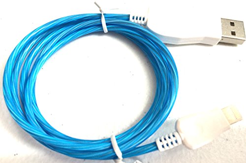 NTJ Flowing Moving Light Led Light-up USB Data Sync Charger Cable for iPhone 6, 6 Plus, 5, 5s, 5c, iPad 3,4, iPad mini, air 2,3, touch 5, nano 7 (BLUE)