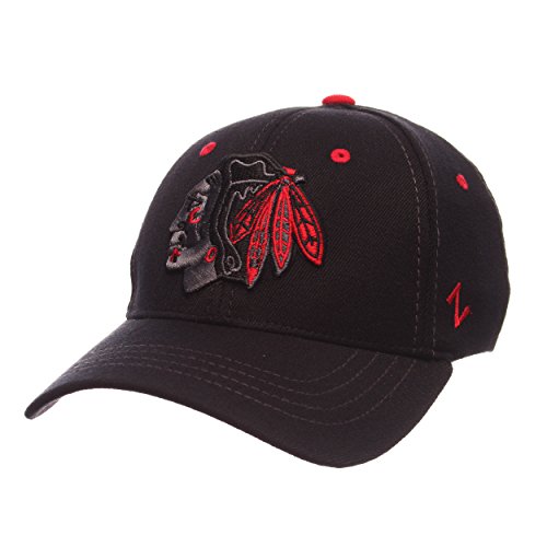 Zephyr Black Element Custom Stretch Fit Hockey Hat - Chicago Blackhawks