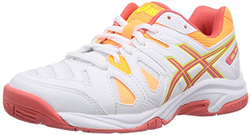 ASICS Gel-Game 5 GS - Zapatillas de tenis para niños, color blanco (white/hot coral/nectarine 106), talla 39