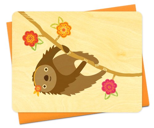 Algopix Similar Product 6 - Sylvie Sloth Wood Notecard by Night Owl