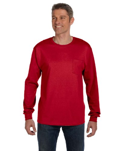 Hanes Men's Tagless Long-Sleeve Pocket T-Shirt (5596)