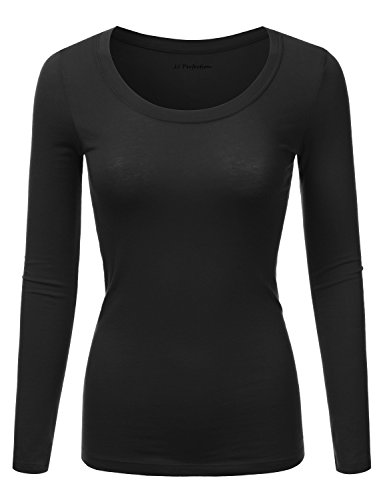 JJ Perfection Women's Long Sleeve Scoop Neck Top T-Shirt