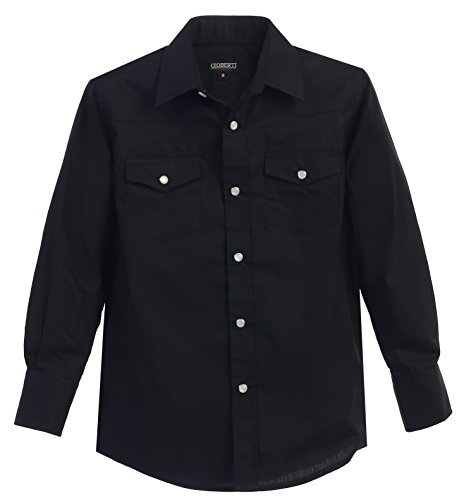 Gioberti Little Boys Casual Western Solid Long Sleeve Shirt With Pearl Snaps