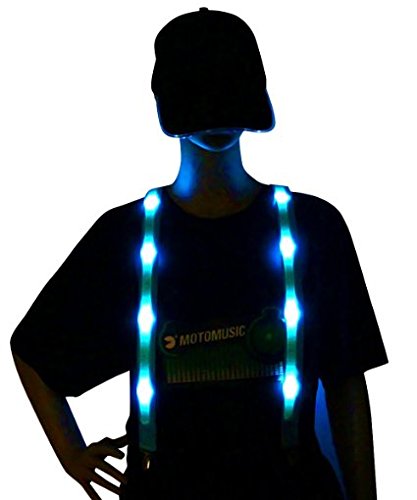 Glowseen Light up Glowing Clip on Adjustable Suspenders for Party Costume
