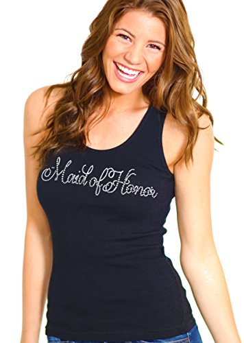 RhinestoneSash.com Women's Script Maid of Honor Rhinestone Tank
