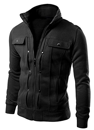MSSLY Mens Zipper Solid Slim Sportwear Casual Hoodies Outwear Jacket