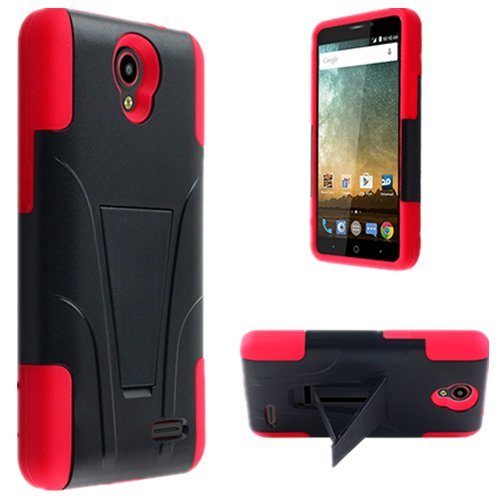 ZTE Sonata 3 Phone Case ZTE Avid Plus Phone Case [ Storm Buy ] Premium Hard & Soft Sturdy Durable Shockproof Shell Protective [ Anti Scratch ] Cover with Built in Kickstand (Fusion Red)