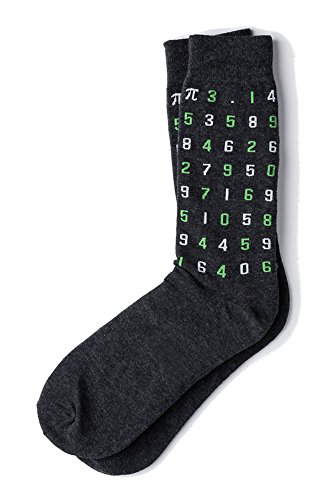 Men's Dark Gray 85 Digits Of Pi Mathematics Math Novelty Crew Dress Socks