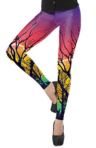 QZUnique Women's Summer Fashion Digital Printed Slim Fit Elastic leggings