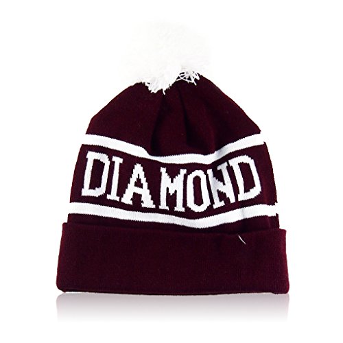 MuLuo Wool Winter Men Women Cap Diamond Pattern Gorro Beanies Hats Red