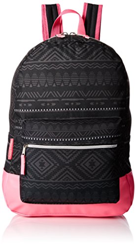 Trailmaker Girls' Printed Backpack with Contrast Bottom, Black