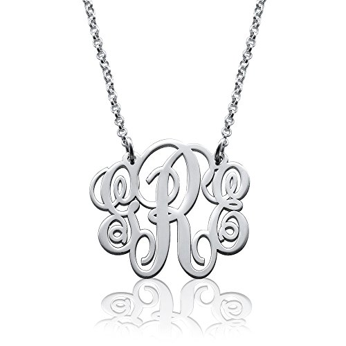 Fancy Sterling Silver Monogram Necklace - Custom Made with Any Initial!