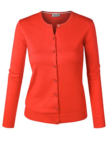 BIADANI Women Button Down Long Sleeve Crewneck Soft Knit Cardigan Sweater