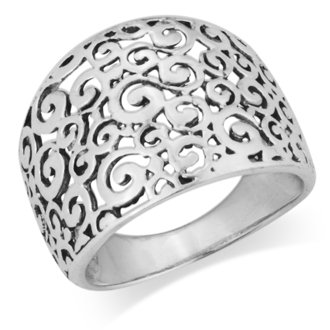 MIMI Sterling Silver Wide Spiral Filigree Ring