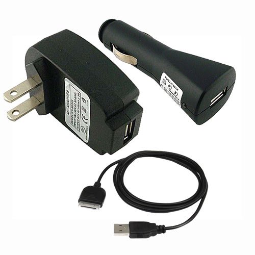 

Skque®SANDISK SANSA FUZE MP3 USB CAR&HOME WALL CHARGERS +USB DATA CABLE BLACK