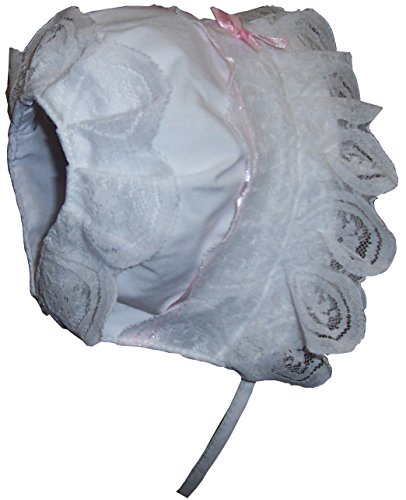 N'Ice Caps Baby Girl Lacy Open Back Bonnet with Ribbon (3 Months)