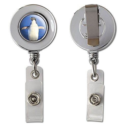Penguin - Funny Bird Retractable Reel Chrome Badge ID Card Holder Clip