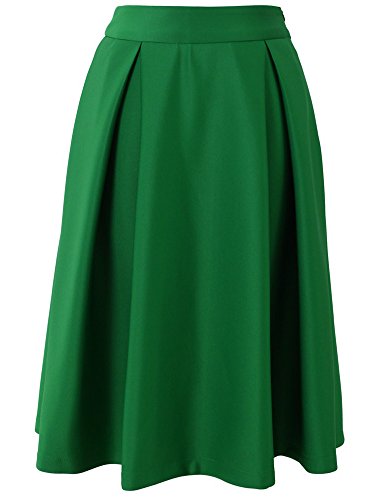 PrettyGuide Women's High Waist Full A Line Pleated Swing Dress Midi Skirt