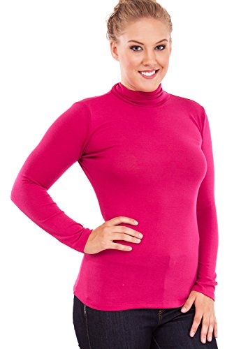 Woman Plus Size Turtleneck Long Sleeve Top, Multiple Colors Available