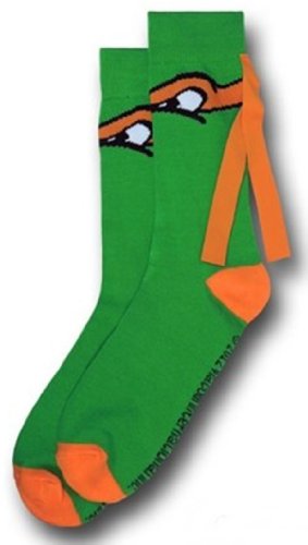 Teenage Mutant Ninja Turtles TMNT Michelangelo ORANGE MASK CREW SOCKS