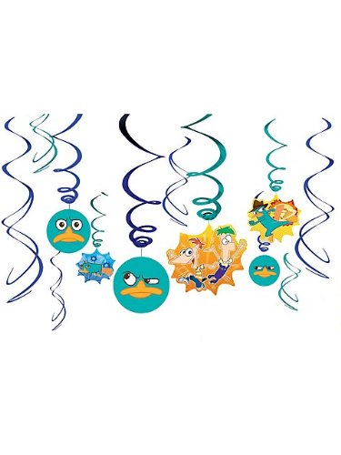 Phineas and Ferb Hanging Swirl Decorations Disney Birthday Party Supplies