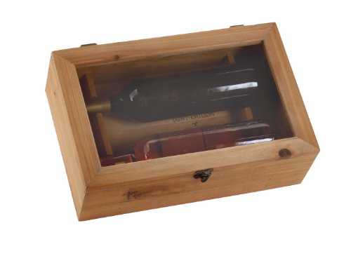 

Plutus Brands Rectangular Wood Wine Box with a Metal Lock