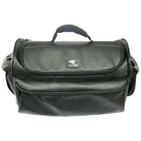 Zeikos ZE-CA101A Leather Large Camera & Video Bag (Black Faux)