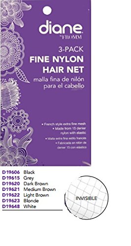 Diane Fine Nylon Hair Nets - Light Brown (3 Pack)