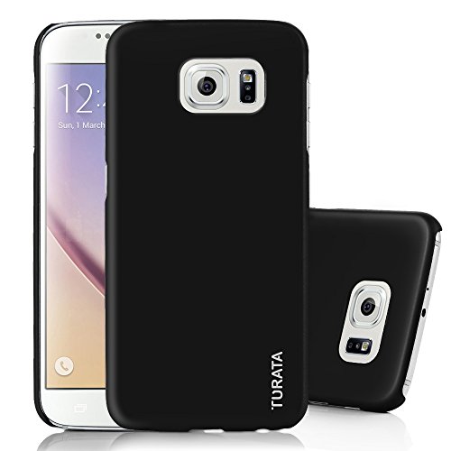 S6 Case, Galaxy S6 Case - TURATA [Slim Fit] Premium Coated Non Slip Surface [Smooth Black] Four Layer Paint Designed Hard Case for Samsung Galaxy S6 G9200 - Black