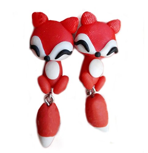 Scheppend Polymer Clay Cute Cartoon Fox Handmade Stud Earrings