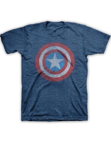 Marvel Comics Captain America Shield Men's Navy Heather Burnout T-shirt S