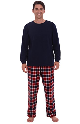 Del Rossa Men's Flannel Pajama Set, Knit Top Cotton Pjs