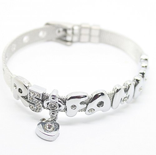 Fanstown Ross accessories handmade titanium letter diamond heart wristband bracelet