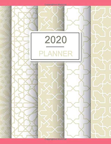 2020 Planner: Elegant Seamless Geometric Design, GrapeFruit Color, 2020 Weekly and Monthly Planner, High Quality Paper, 8.5"x11", Soft Cover, Premium Matte Finish by Deluxe Publishing