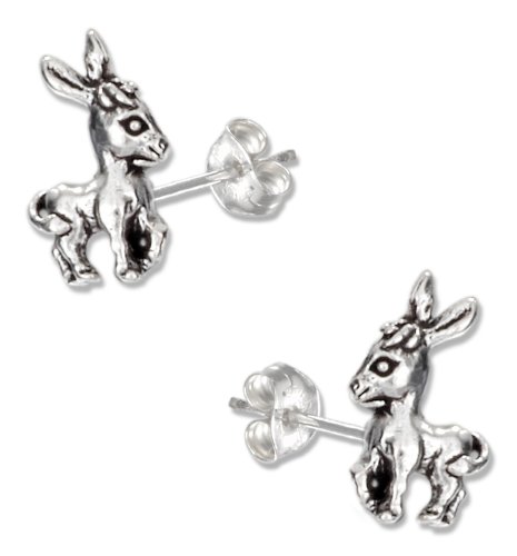 Sterling Silver Mini Little Donkey Earrings on Posts