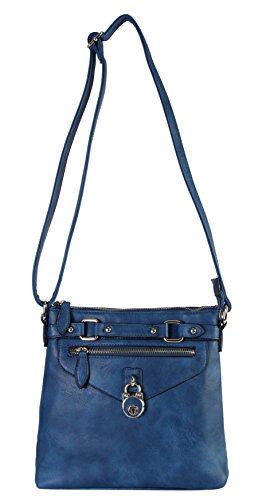 Diophy Casual Front Lock Dual Compartments Crossbody Messenger Style Handbag Purse MY-2402