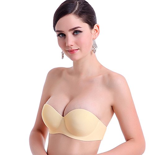 Omedichi Women's Strapless Clear Back Bra