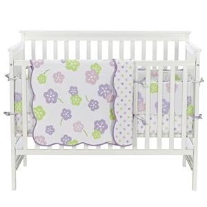 3 Piece Baby Crib Bedding Set- Lavender Flower