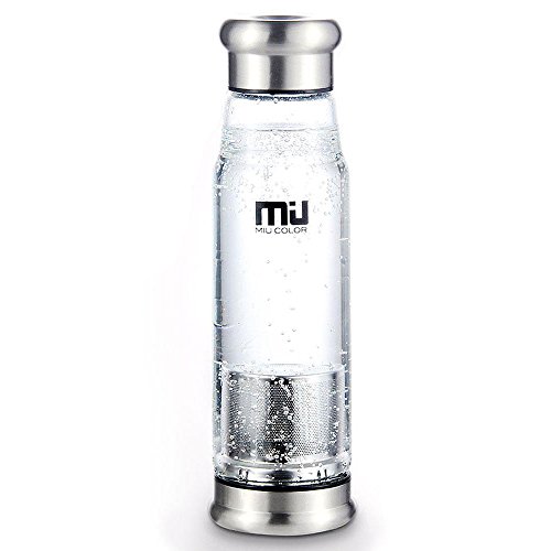 MIU COLOR 18.5 oz Glass Water Bottle - Eco-friendly Borosilicate, BPA, PVC and Lead Free, with Portable Nylon Sleeve, Bottle Brush, Healthy for Outdoor, Running, Bike, Car