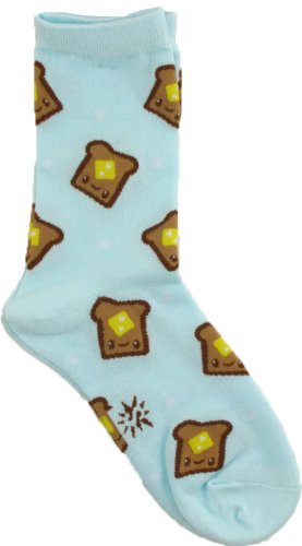 Sock It To Me Toast Light Blue Women's Crew Socks, One Size