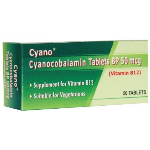 Cyano: Cyanocobalamin Tablets Bp 50mcg (VITAMIN B12)-50 Tablets | Nakosite