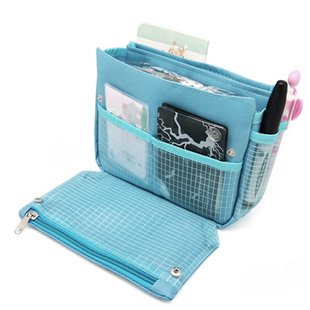 KLOUD City ® Blue Nylon Travel Handbag Pouch Bag in Bag Cosmetic Pocket with a Side Flap