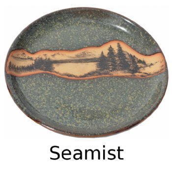 

Mountain Scene Salad Plate in Seamist Glaze