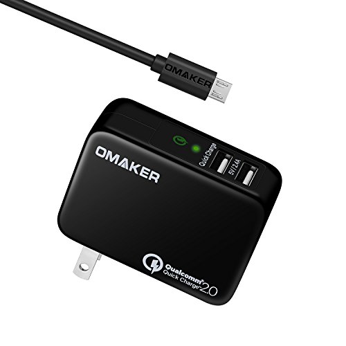 Omaker Quick Charge 2.0 Dual USB Ports Portable Wall Charger for Samsung Galaxy S6, S6 Edge and More