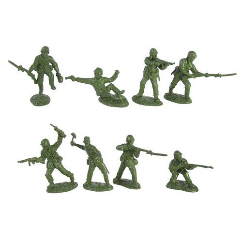 WWII United States Marines Plastic Green Army Men: 16 piece set of 54mm Figures - 1:32 scale