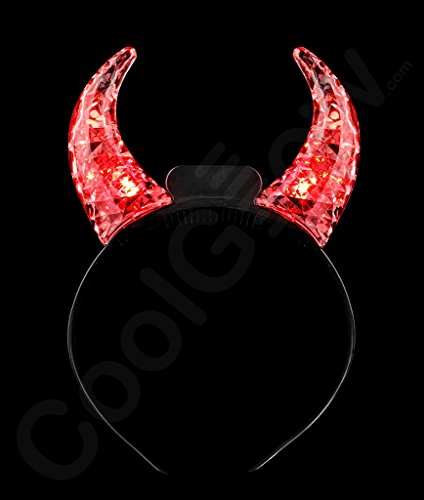 LED Clear Crystal Devil Horns- Red